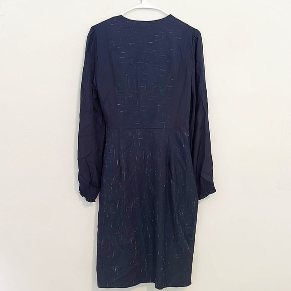 $475 Rebecca Taylor Navy Cross Hatch Wrap Dress women sizes 6, 10 - Picture 6 of 8